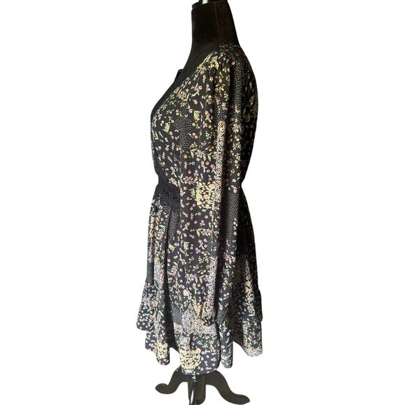 72. CUPSHE | Floral Long Sleeve Dress Sheer Lace Cutout Elastic Cuff & Waist - Picture 3 of 7